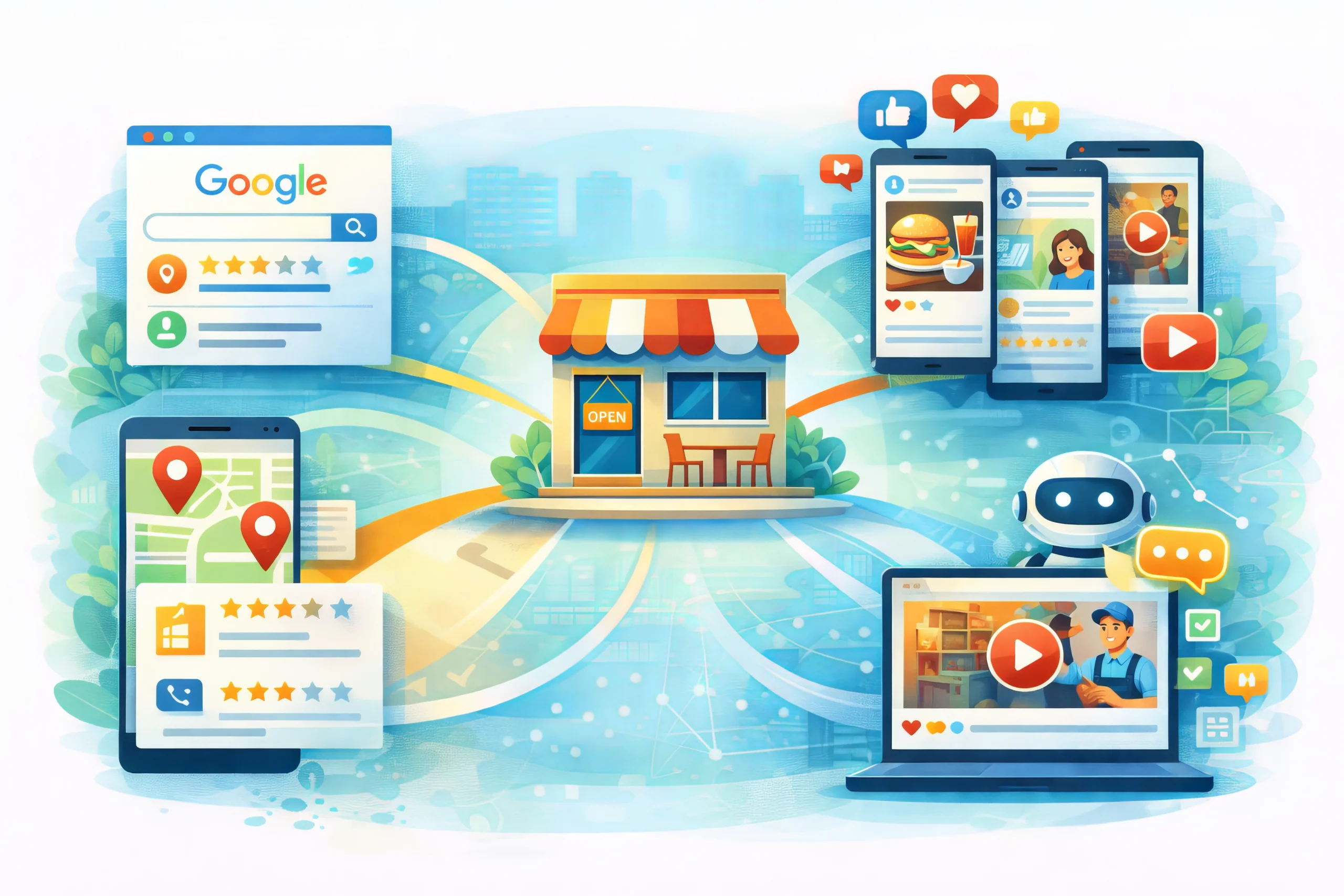 Dónde Buscan los Clientes Hoy: Google, Mapas, Redes Sociales, Video y AI